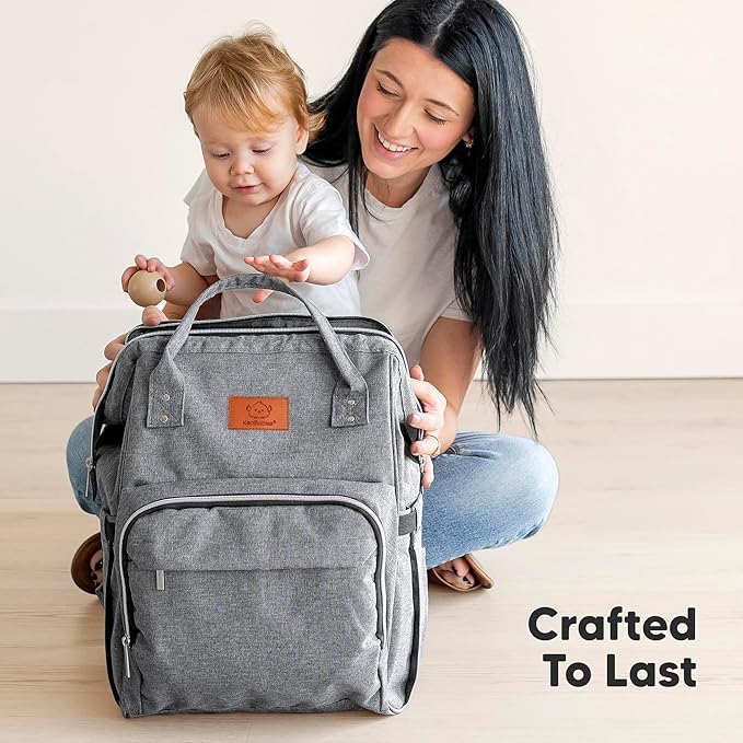 KeaBabies Baby Diaper Bag Backpack - Large Baby Bag for Boys, Girls, Waterproof Multi Function Travel Diaper Backpack with Changing Pad, Durable Travel Essentials for Moms and Dads (Classic Gray)