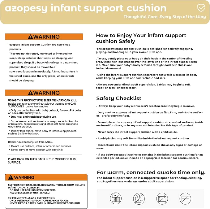 Infant Support Cushion - Baby Support Cushion for Newborn, 0-24 Months, Breathable Cotton Tummy Time Mat, Supervised Use, Portable Newborn Essentials for Home and Travel, Cream (Cover Included)
