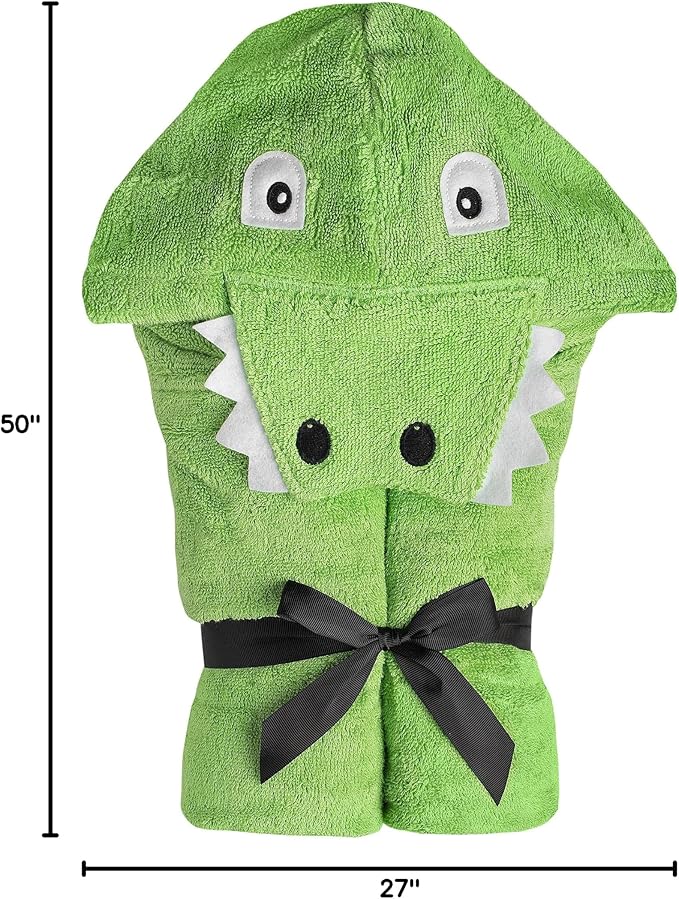 Hooded Baby Towel for Kids 2-8 | Large 100% Cotton Baby Towel for Boys or Girls | Unisex Cute Alligator Bath Towels for Babies and Toddlers in Green