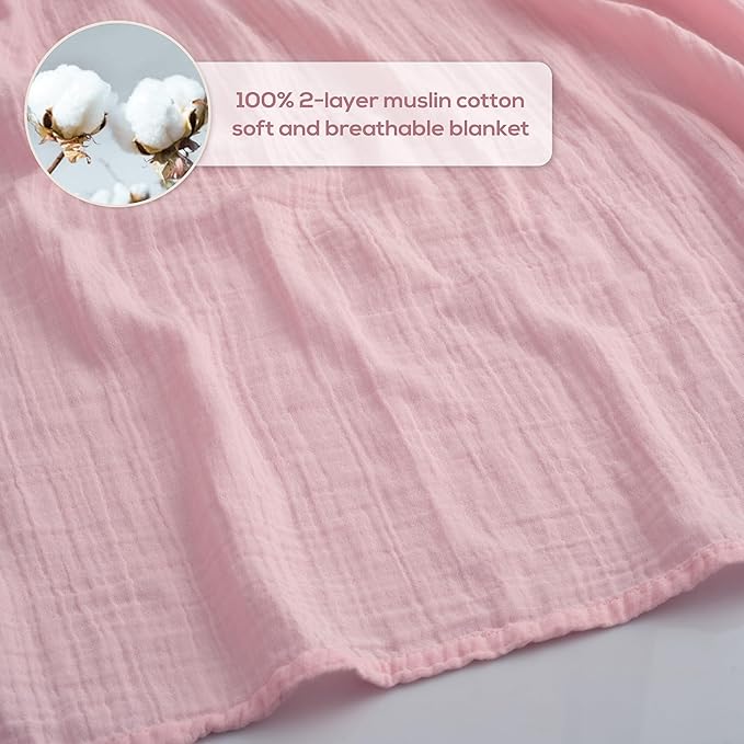 Muslin Swaddle Baby Blanket for Boys and Girls, 100% Cotton, Swaddles for Newborns, 47"x47", Soft Breathable Skin Friendly Warm ??Pack of 2