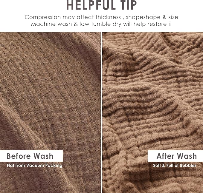 EMME Muslin Baby Blankets 100% Cotton 4-Layer Swaddle 40"x50" Lightweight Soft Breathable for Toddler, Infant, Newborn All Season Gauze Blanket, Brown