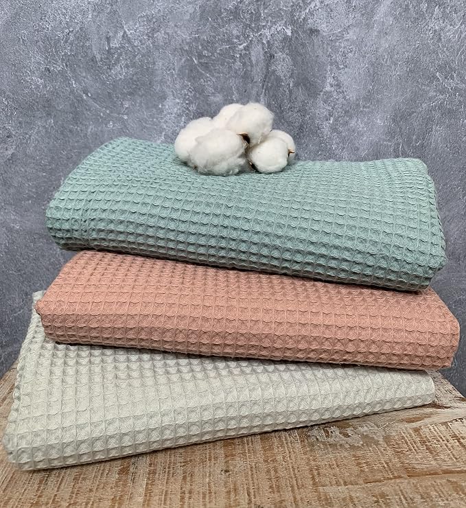 Leyl&Ari Waffle Baby Blanket, 100% Organic Cotton Soft Thin Honeycomb Breathable Summer Thermal for Infant, Newborn, Toddler Crib, Gender Neutral Essential Accessories and Gift, Wayward Willow