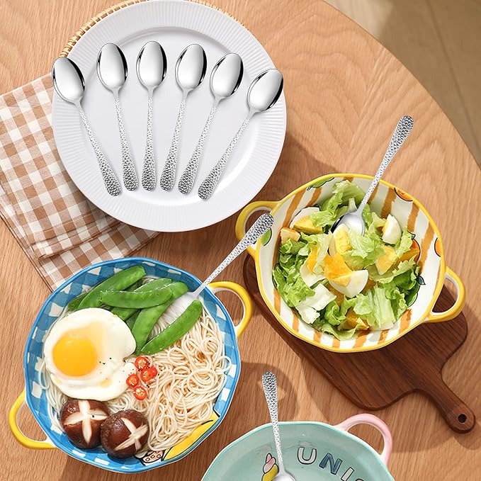 LIANYU 9PCS Kids Spoons Silverware Set, Stainless Steel Toddler Spoons for Soup, Dinner, Dessert, Children Silverware Flatware Set, Small Toddler Utensils Cutlery for Kids, Dishwasher Safe