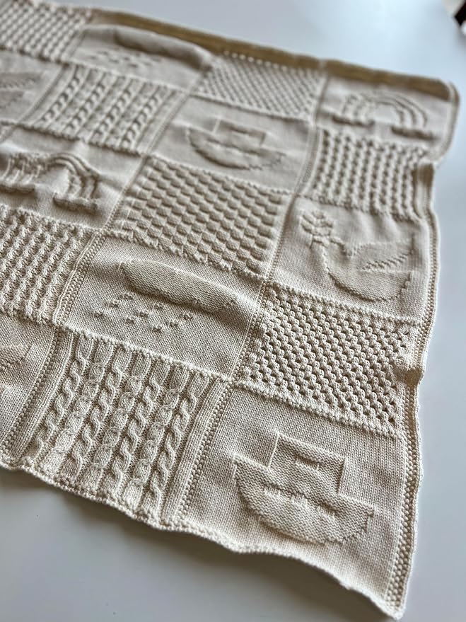Noah Ark Patchwork Cotton Knit Baby Blanket
