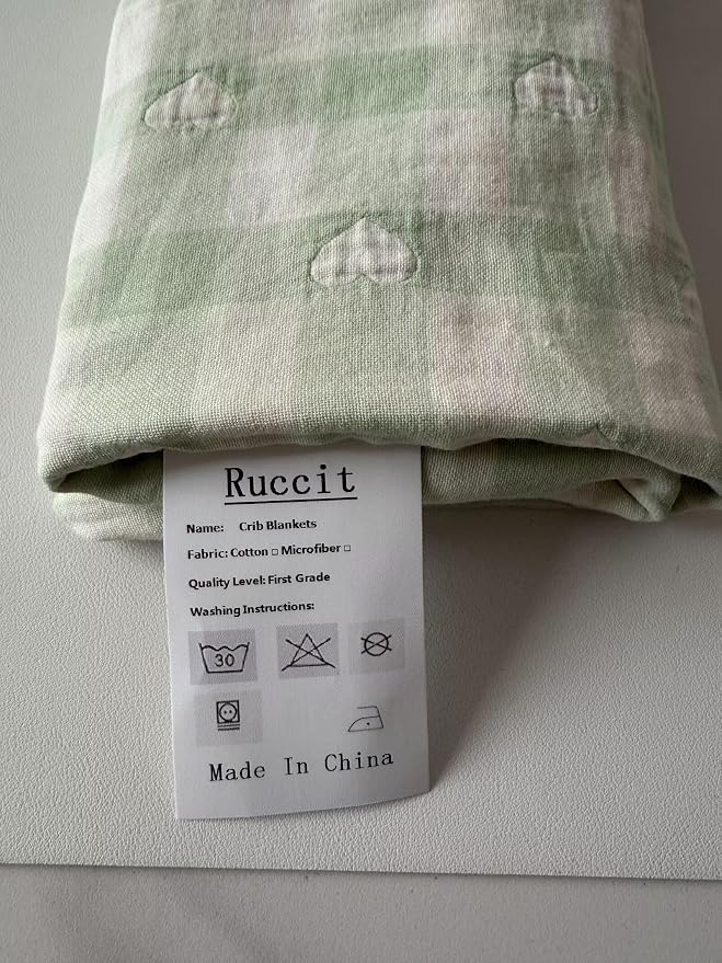Baby Crib Blanket for Boys and Girls 3 Layer Muslin Cotton Bed Blanket with Lovely Heart Pattern Soft Children Checkered Bedding Breathable and Skin-Friendly