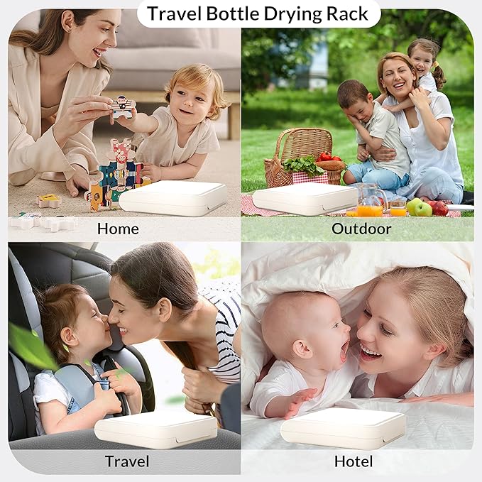 Travel Bottle Drying Rack Space Saving,Foldable Bottle Drying Rack with 16 Ribs,Portable Baby Bottle Drying Rack for Bottles,Breast Pumps and Other Feeding Accessories,Widely Used Daily Basis