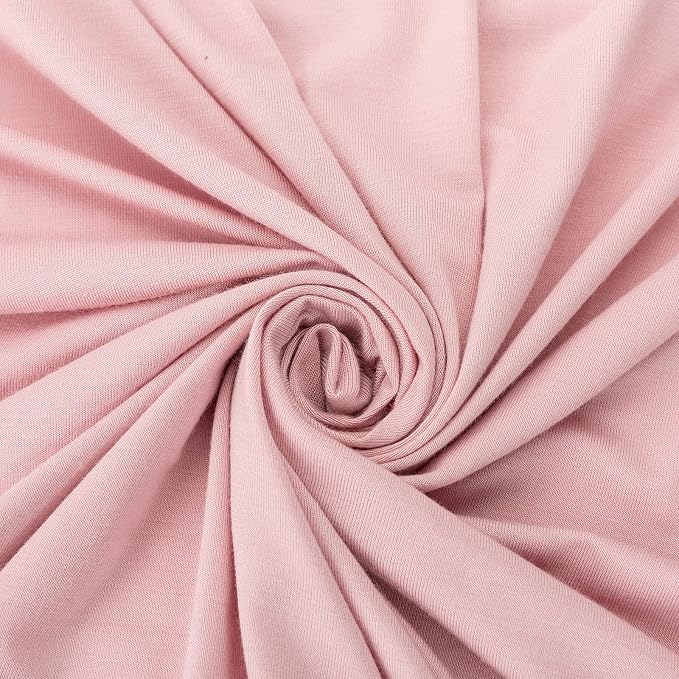 Large Jersey Knitted Swaddle Blanket for Baby, Soft Stretchy Receiving Blanket for Newborns with Hat, Baby Nursery Swaddle 47 x 47 inches(Rose)