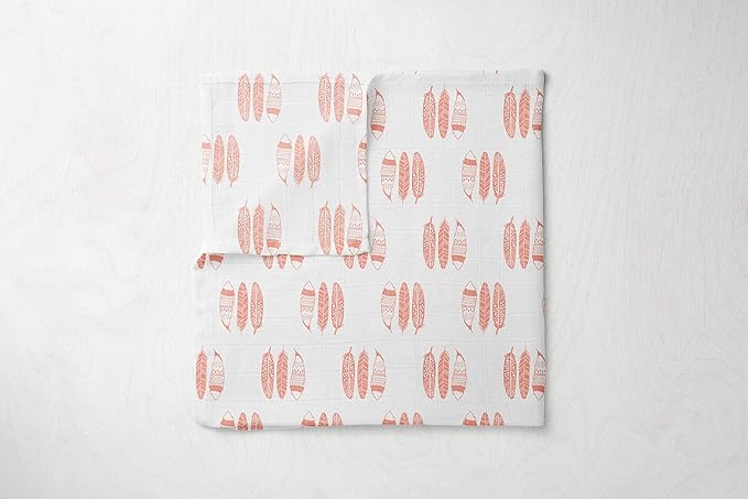 Bacati Olivia Tribal Buck/Feathers/Triangles 4 Piece Cotton Muslin Swaddling Blankets, Navy
