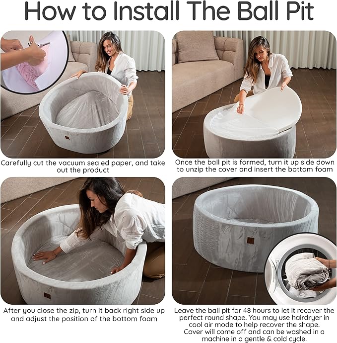 Fulton & Ivy Premium Baby and Toddler Ball Pit (35"x11.8") | Easy to Clean Memory Foam Ball Pit Made with Non-Toxic Materials | Durable Ball Pits for Toddlers 1-3 (Balls Not Included)