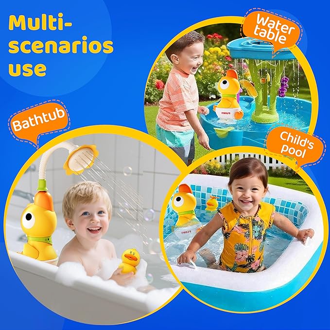 Baby Bath Toys, Baby Bath Shower Head for Bathtub with 4 Adjustable Sprayer, Control the Flow Rinser Babies with 3 Squirting Ducks for Newborns, Toddlers Kids in Bathtub Sink