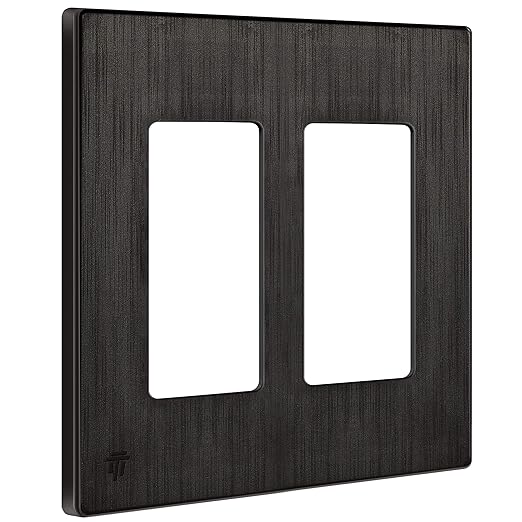 ENERLITES Elite Series Screwless Decorator Wall Plate Child Safe Outlet Cover, Gloss Finish, Size 2-Gang 4.68" H x 4.73" L, Unbreakable Polycarbonate Thermoplastic, SI8832-BDB, Brushed Dark Bronze