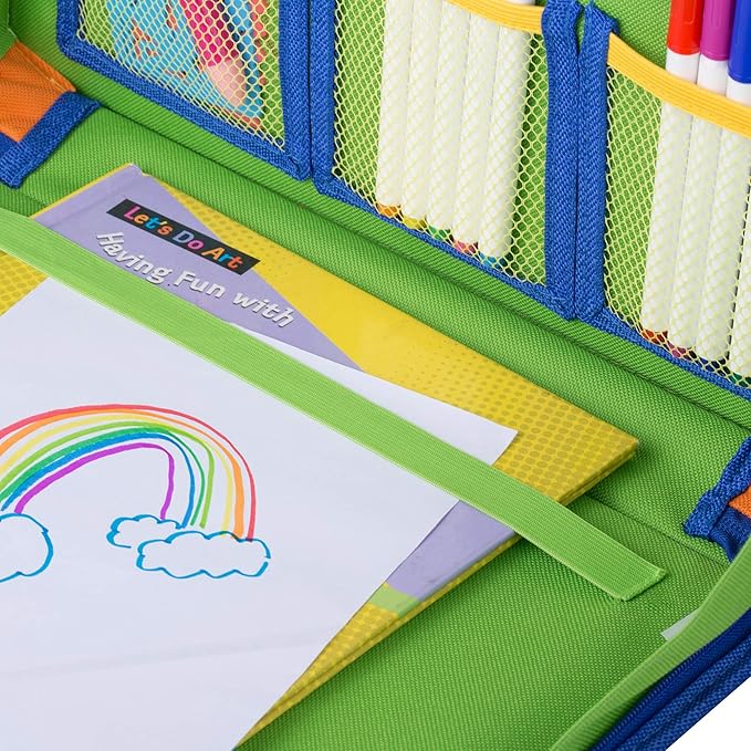Car Organizer Back Seat for Kids & Tablet Holder for Car with Kick Mats & Lap Tray ??Car Accessories Interior Must Have Road Trip Essentials (Age 3+) ??Fold Away Tray with Car Seat Pocket Holders