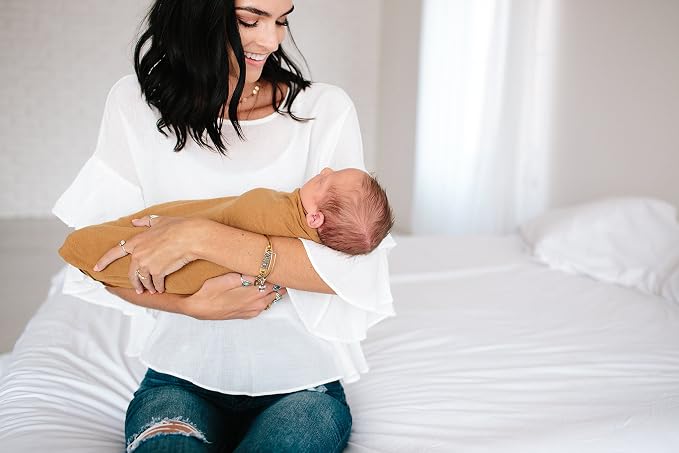Copper Pearl Swaddle Blankets for Newborns | Soft Stretchy Receiving Blankets for Boys and Girls | Large 46 x 46 Inch Baby Blankets | Lightweight and Breathable Swaddles | Camel