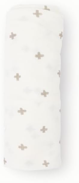 Little Unicorn Premium Stretch Knit Swaddle Blanket | Super Soft with Optimal Stretch & Breathability for swaddling (Grey Cross)