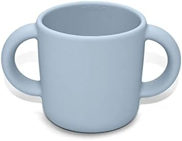 nouka Mini Training Cup | 100% Food-Grade Silicone | Easy Grip Double Handles For Tiny Hands | Dishwasher Friendly | Lily Blue | Size 5 Oz
