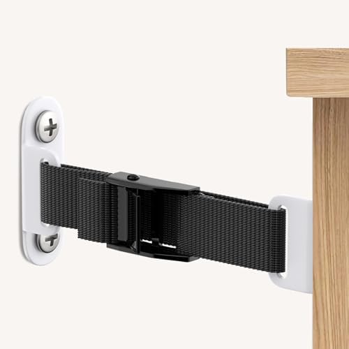 Furniture Anchors（2 Sets）for Baby Proofing Removable Anti Tip Furniture Anchors Adjustable Furniture Wall Anchor Earthquake Straps for Furniture for Child & Pet Protection (White)