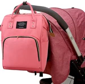 Timberer Diaper Bag with Organizing Pouches, Nappy Bags Handbag Multifunction Diaper Bag for Baby Care Travel Backpack Large Capacity Rose