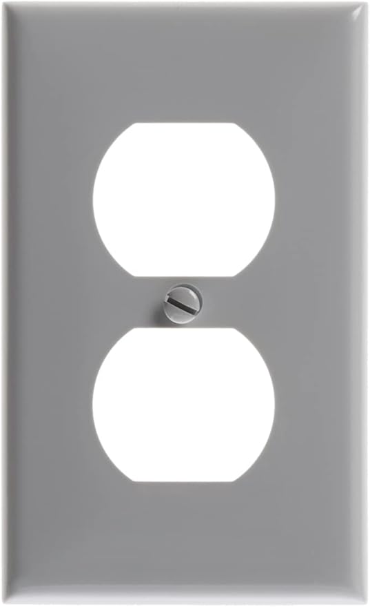 Leviton 1-Gang Duplex Device Receptacle Wallplate, Standard Size, Thermoplastic Nylon, Device Mount, 80703-GY, Gray