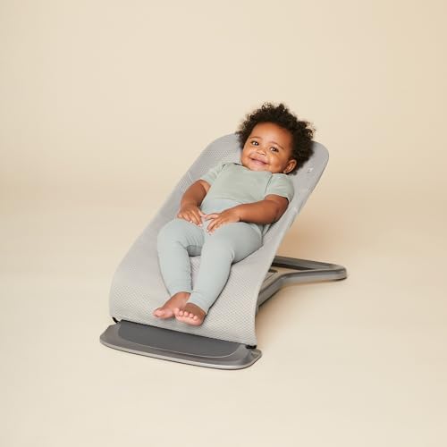 Ergobaby Evolve 3-in-1 Mesh Baby Bouncer Seat, Adjustable Multi-Position Infant Bouncer and Toddler Chair, Breathable Mesh, Converts from Newborn to Toddler - Grey