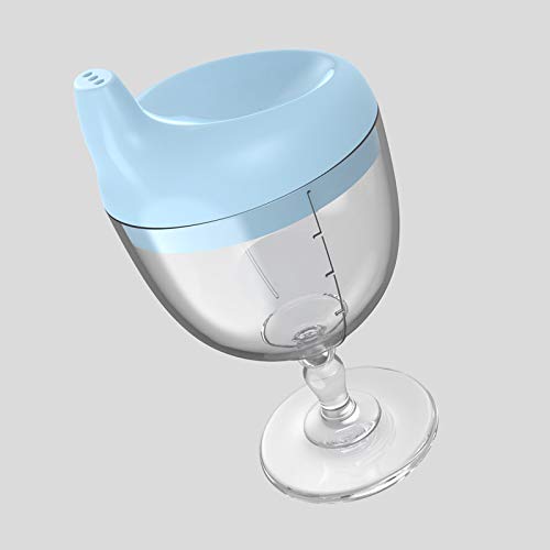 Prince Wine Sippy Cup, No Spill Wine Glass Sippy Cup for Baby Boy 12+ Months, Fancy Goblet Style Great for Your Prince Holidays Birthday Party Celebration, 5 Ounce(Blue)
