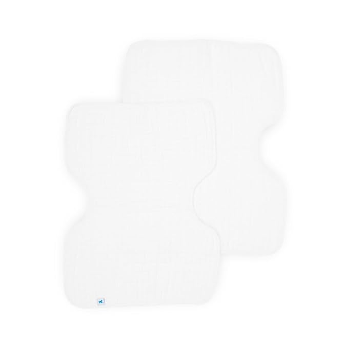 Little Unicorn Ultra-Absorbent Premium Burp Cloth 2 Pack | Soft on Baby's Skin | Larger Size | Ergonomic Design | Set of 2 (White)