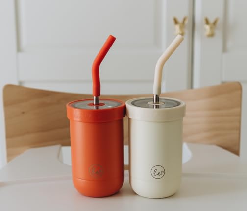 Toddler straw cups spill proof | Set of 2 Stainless steel Baby straw sippy cups for toddlers 2+ 3+ year old | Insulated Kids cup tumblers | Best training cups for toddlers 1-3