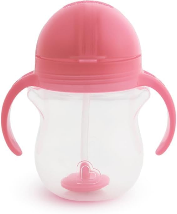 Munchkin Weighted Straw Sippy Cups for Toddlers 7oz, Leak Proof, Easy to Hold-Great toddler cups with straws, Supports Straw-use Education, Straw Cups (Pink/Blue)
