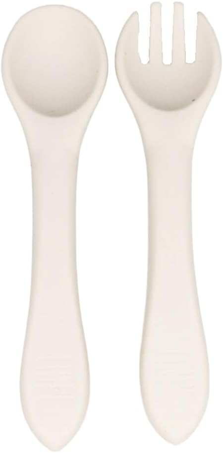 SMPL Premium 13 pc Baby Led Weaning Silicone Eating Utensils Essentials Set- Minimalist Plate Bowl Covers Cup Straw Forks Spoons Bib White Gift Infants Toddlers Birthday Baby Shower First Time Parents