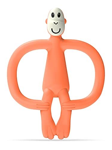 Matchstick Monkey Silicone Teether & Gel Applicator ??Silicone Baby Teether, Easy-to-Grip, BPA-Free, Supports Self-Soothing & Early Brushing, 3 Months+, 4 Inches, Orange