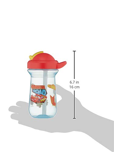 The First Years Disney/Pixar Cars Toddler Straw Cup - Spill Proof Flip Top Toddler Sippy Cups - 18 Months and Up - 10 Oz,(Pack of 8)