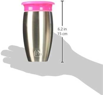 Munchkin Stainless Steel Sippy Cups for Toddlers 1-3, Spill Proof Miracle 360 Cup, Insulated, 10 Ounce, Pink