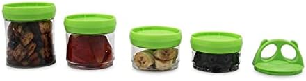 BariatricPal 4 Compartment Twist Lock, Stackable, Leak-Proof, Food Storage, Snack Jars & Portion Control Lunch Box (Yellow Green)