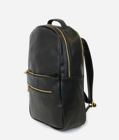 FAWN DESIGN Diaper Bag Backpack with Changing Pad, Faux Leather Black Backpack Diaper Bag with 4 Interior and 2 Exterior Pockets, Padded and Adjustable Straps for All Day Comfort, 15.5x11x5 inches