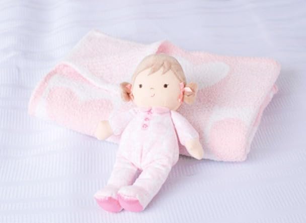 Soft Chenille Jacquard Baby Blanket, Hearts, 30 in. x 40 in., Pink and White Patchwork