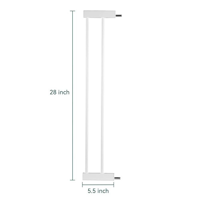 BABELIO Metal Baby Gate, 5.5inch (14cm) White Extension, Extra Wide Baby Gates for Stairs & Doorways, Pressure Mounted Walk Thru Child Gate with Door, NO Need Tools NO Drilling,28" Tall