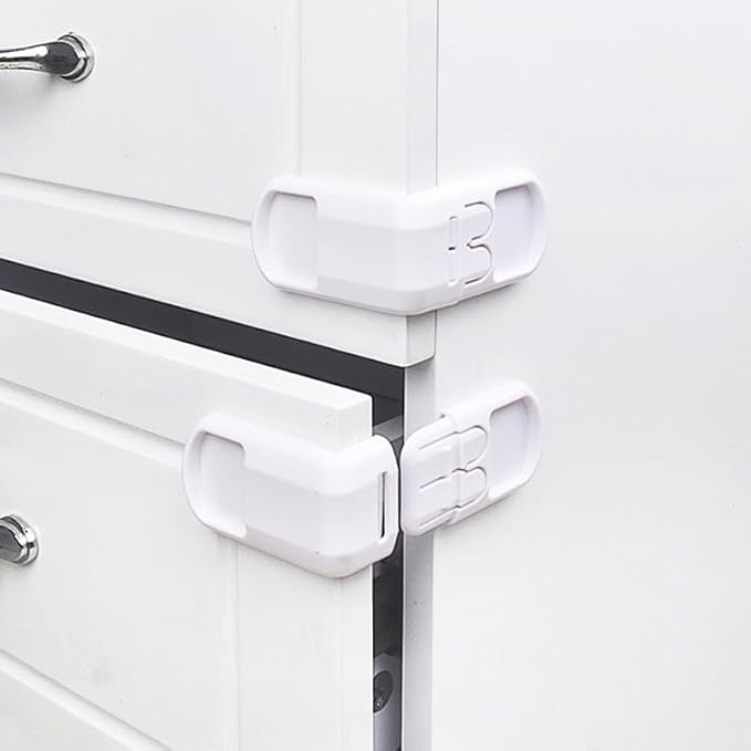 Childproof Cabinet Locks 4 Angle Baby Safety Drawer Locks with Strong Adhesive for Refrigerator and Appliance Security Easy Parent Access