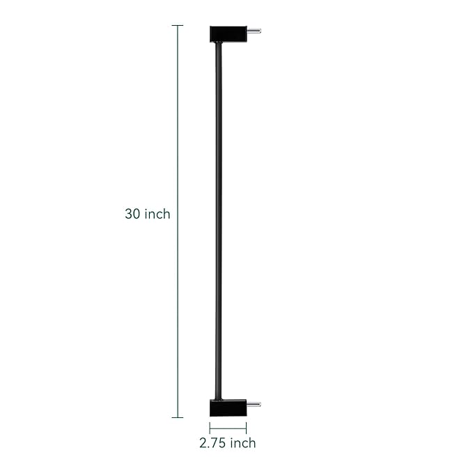 BABELIO Metal Baby Gate, 2.75 Inch Black Extension, Extra Wide Baby Gates for Stairs & Doorways, Pressure Mounted Walk Thru Child Gate with Door, NO Need Tools NO Drilling,28" Tall