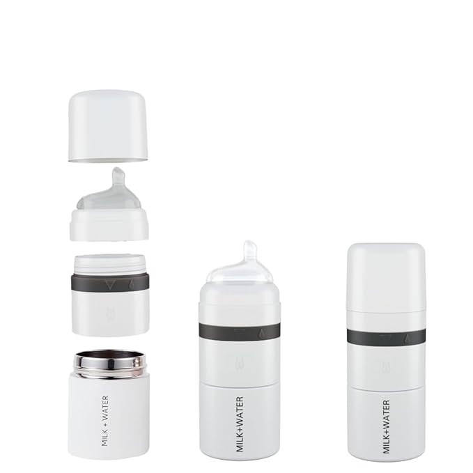 MILK & WATER All in One Baby Bottle & Baby Formula Dispenser On the Go, 5oz - Keeps Water Warm & Formula Fresh - Baby Formula Mixing Bottle with Anti Colic Nipple - Leak-Proof - 3+ Months (White)