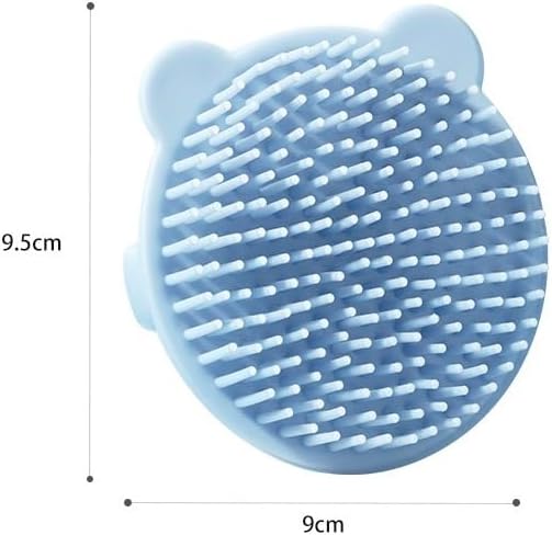 Baby Bear Shampoo Comb, Silicone Bristles, Newborn Dandruff Comb (Pink+Blue)