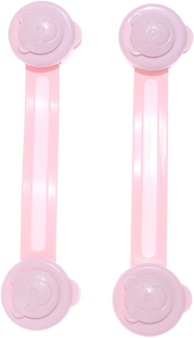 2pcs Bear Shaped Baby Cabinet Safety Latches Easy to Open Child Safety Locks for Cabinets Pink Abs Material Baby Proof Locks