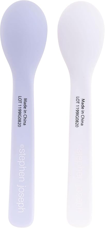 Stephen Joseph Baby Silicone Spoon Set, First Stage Feeding Spoons for Infants, Spoon Set Encourages Self-Feeding, Toddler Feeding Spoons, Elephant