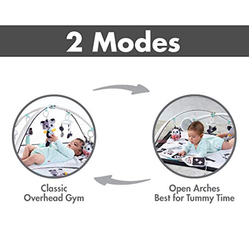 Tiny Love Baby Tummy Time Play Mat, Gymini Deluxe Baby Play Mats for Floor, Magical Tales Black & White Activity Gym