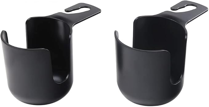 Car Seat Headrest Hook Organizer with Cup Holder - Universal Vehicle Storage Hanger for Handbags, Groceries, Backseat Organizer, Car Accessories Fit All Cars(Black)