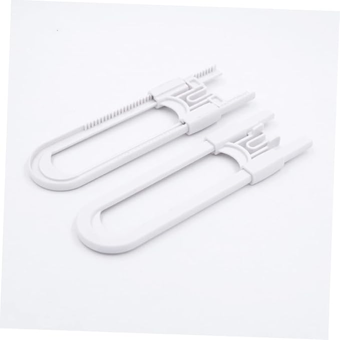 Hemoton 2pack U-shaped Childproof Cabinet Locks Safety Latches for Kitchen Knobs Handles Easy to Install Safety Locks White