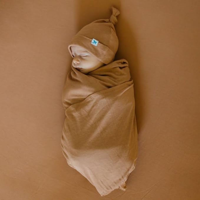 Little Unicorn Premium Stretch Knit Swaddle & Hat Set | Ultra-soft with optimal stretch for newborns | Giftable set (Terracotta)