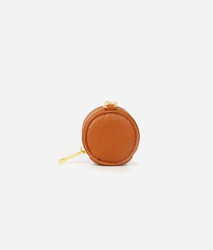 FAWN DESIGN The Paci Case, Brown Matte Pacifier Holder, Premium Pebbled Faux Leather Paci Holder, Insulated Pacifier Case with Zipper and Clip, Fits Most Standard Size Pacifiers, 2.25 x 2.25 inches