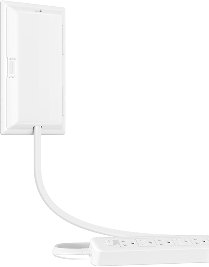 Terficer Outlet Cover Extension Cord 6 Feet, Ultra-Thin Outlet Concealer with Flat Plug Power Strip 5 AC Outlets, Childproof Flat Extension Cord Outlet Cover, 1875W for Kitchen, Home, Office
