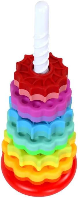 Spinning Stacker Toy - Rainbow Ring Stacker Montessori Baby Toys for 15 Months+ - Sensory & Learning Toys for Toddlers for Boys & Girls