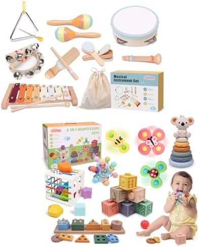 YHHYTOY Montessori Baby Toys Set for 9-18 Months, Infant Sensory Toys Color Learning and Musical Enlightenment