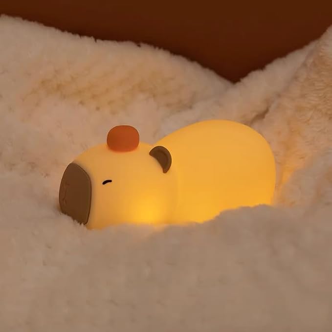 Capybara Night Light, LED Squishy Novelty Animal Night Lamp, Lying Capybara Baby Light, Timer,Rechargeable, Dimmable, 7 Colors RGB Brightness Adjustable, Baby Boys Girls Gifts,Room Decor